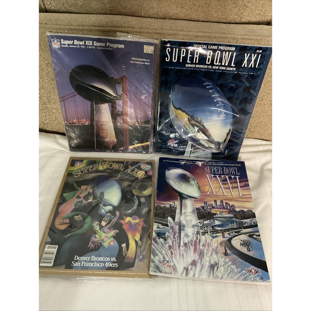 SUPER BOWL GAME PROGRAMS XIX 1985 XXI 1987 XXIV 1990 XXVI 1992